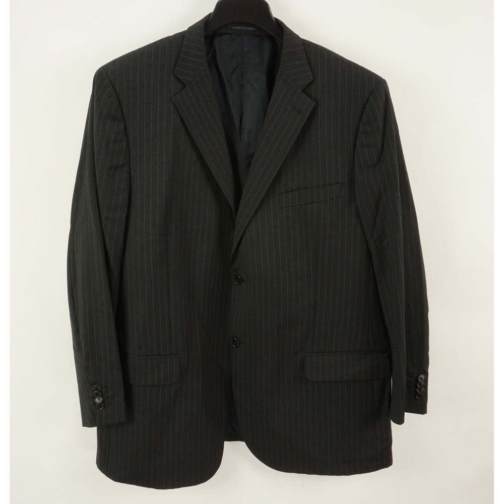 Luigi‎ Bianchi Manatova LBM Reda Super 110s Men's 48R Gray Striped Suit Jacket